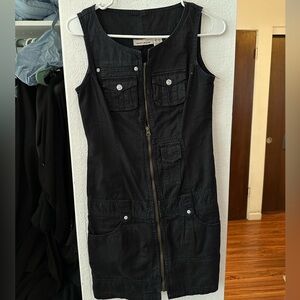 DKNY Early 2000s Y2k Vintage Denim Zip Mini Dress
